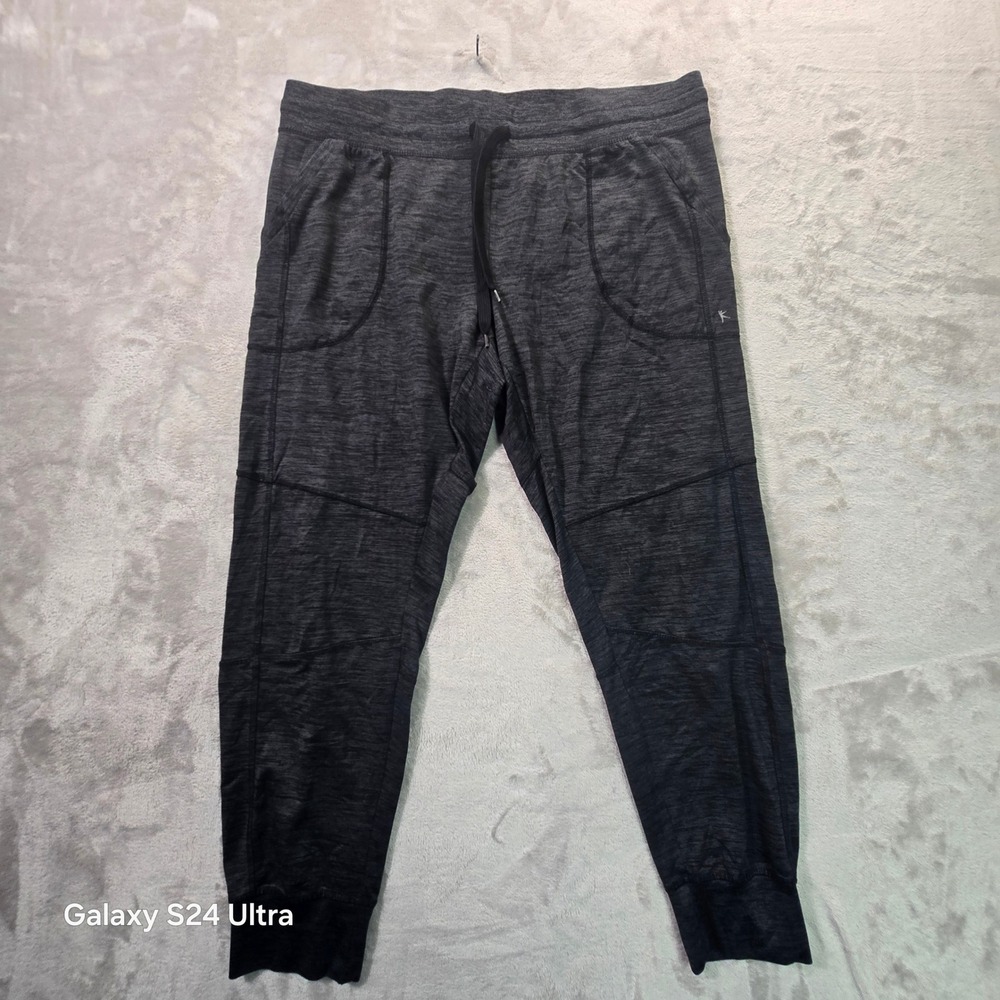 Danskin Now Womens Space Dye Jogger Pants Charcoal Gray Activewear Pockets M
